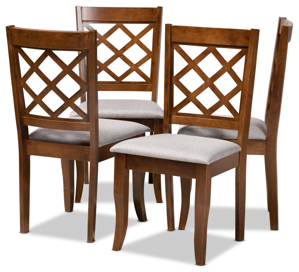 Connell 4-Piece lWalnut Effect Dining Chair Gray Cushion