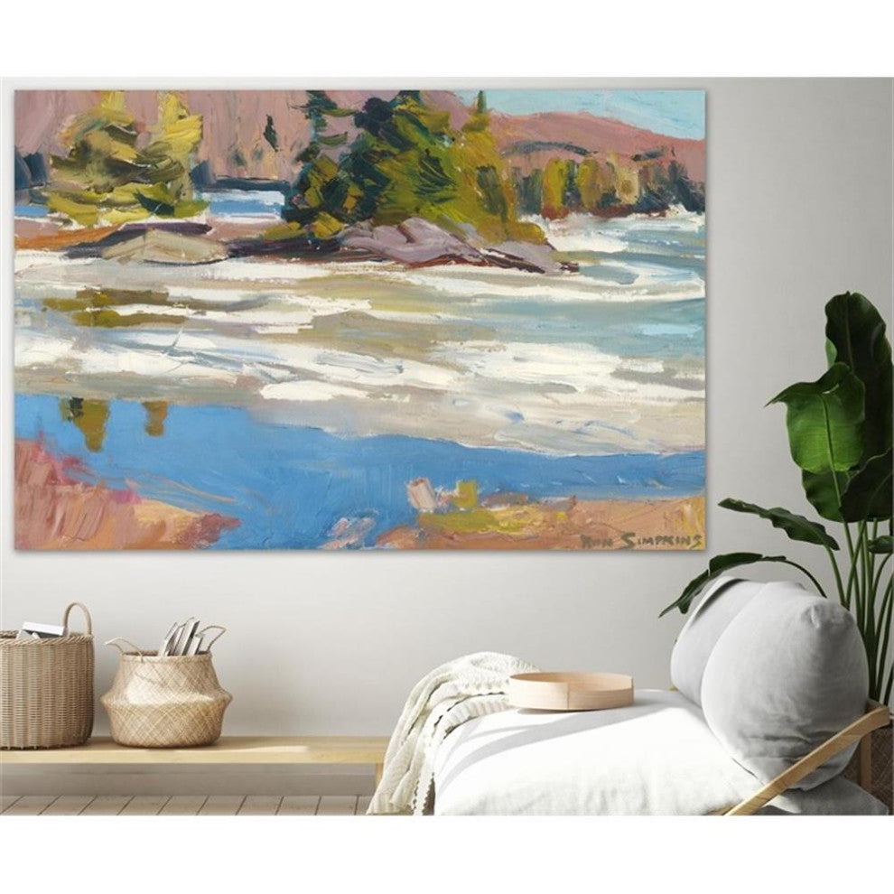 Giant Art 84x54 Little Running River Fine Art Giant Canvas Print in Gr