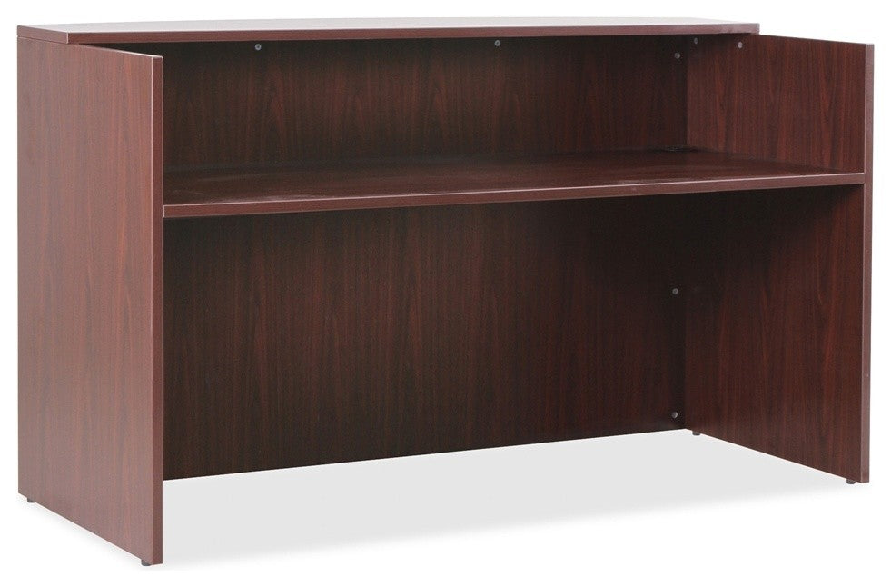 Lorell Essentials Series Mahogany Reception Desk, Top, 72"x36"x42.5" Desk