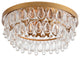 Bonnie Flush Mount With Crystal Glass Teardrops, Brushed Brass
