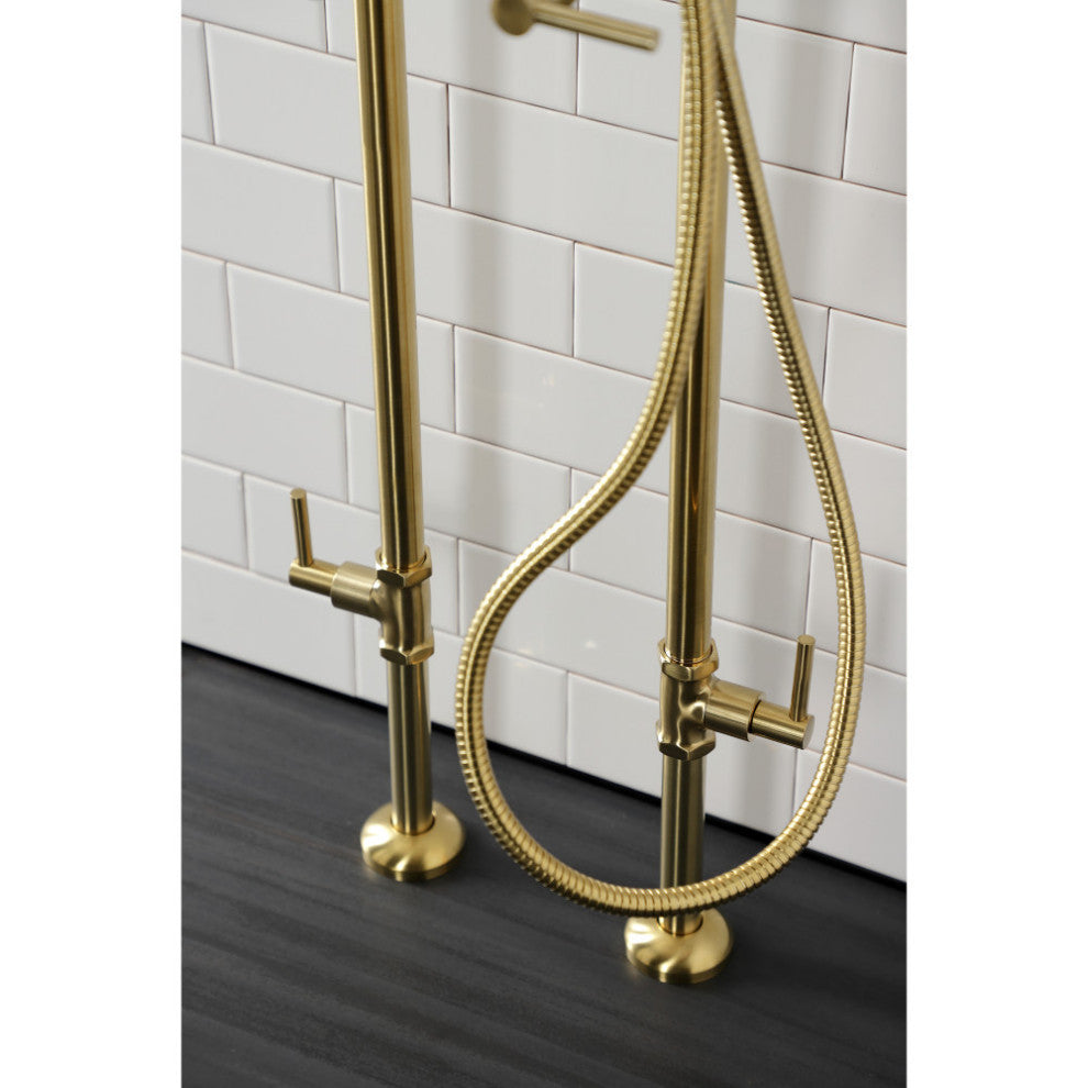 CCK8107DL Freestanding Tub Faucet With Supply Line, Stop Valve, Brushed Brass