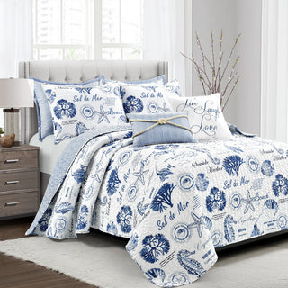 Harbor Life Quilt 7 Piece Set, Indigo, Full/Queen