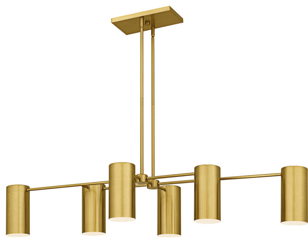 Foreland Six Light Linear Chandelier in Brushed Gold