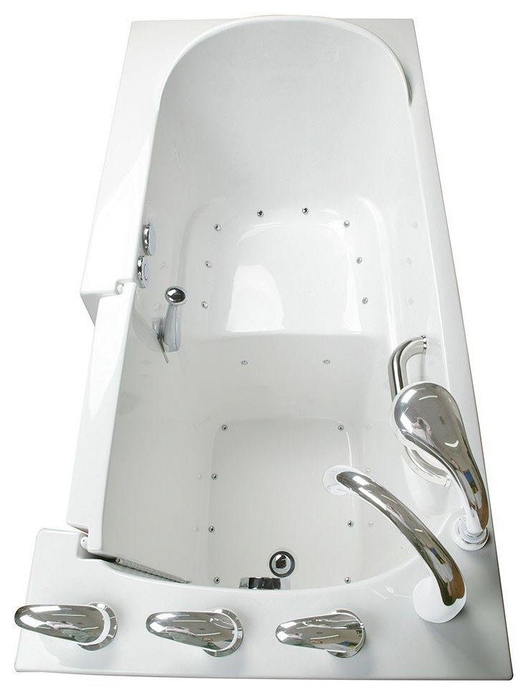 Ella's Bubbles Narrow Walk-In Air and Hydrotherapy Massage Bathtub, White