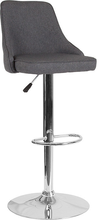 Trieste Contemporary Adjustable Height Barstool, Dark Gray Fabric