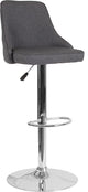Trieste Contemporary Adjustable Height Barstool, Dark Gray Fabric