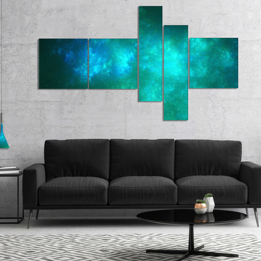 Blue Starry Fractal Sky, Abstract Canvas Art Print, 60"x32", 5 panels