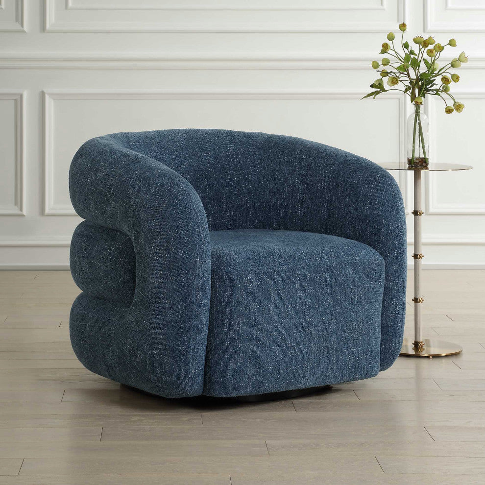 Uttermost Junie Blue Swivel Barrel Chair