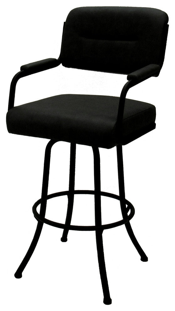 Swivel Counter Metal Bar Stool, Black Vinyl - Black, 34"