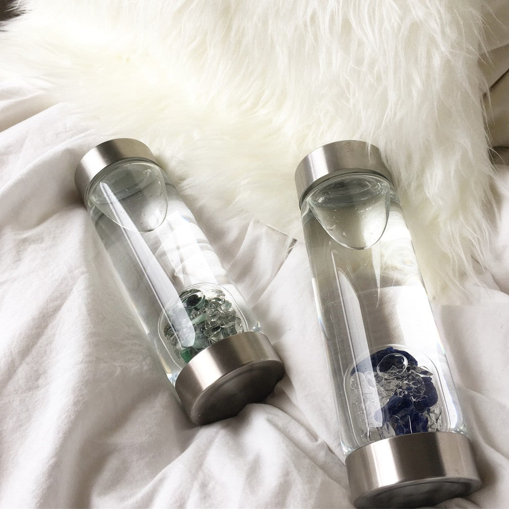 Water Bottle, VitaJuwel ViA Gemwater Bottle, Purple Loop Caps, Vitality