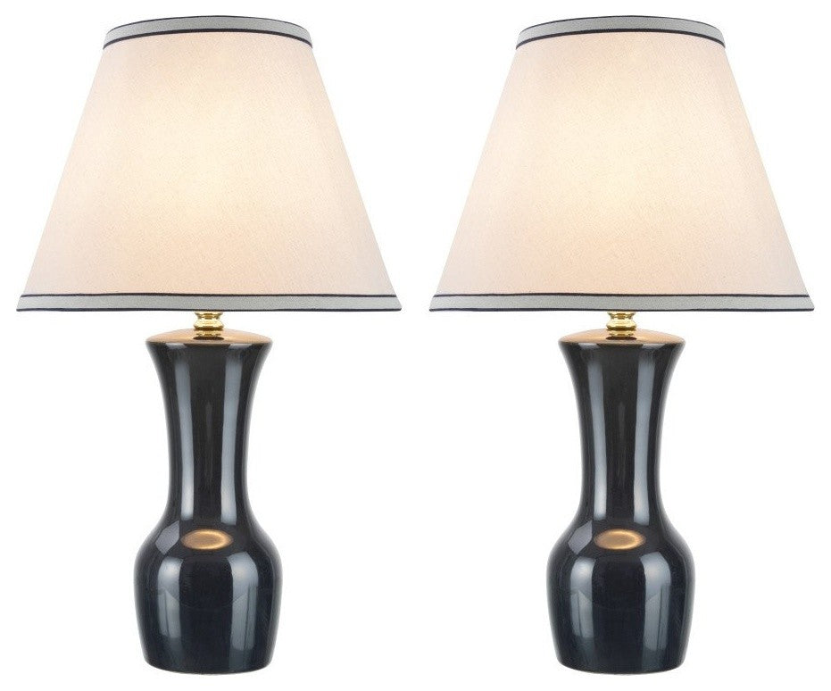40066-3, Two Pack Set, 20" High, Traditional Ceramic Table Lamp, Dark Gray