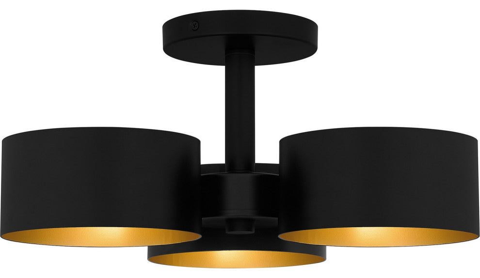 Three Light Semi Flush Mount in Matte Black