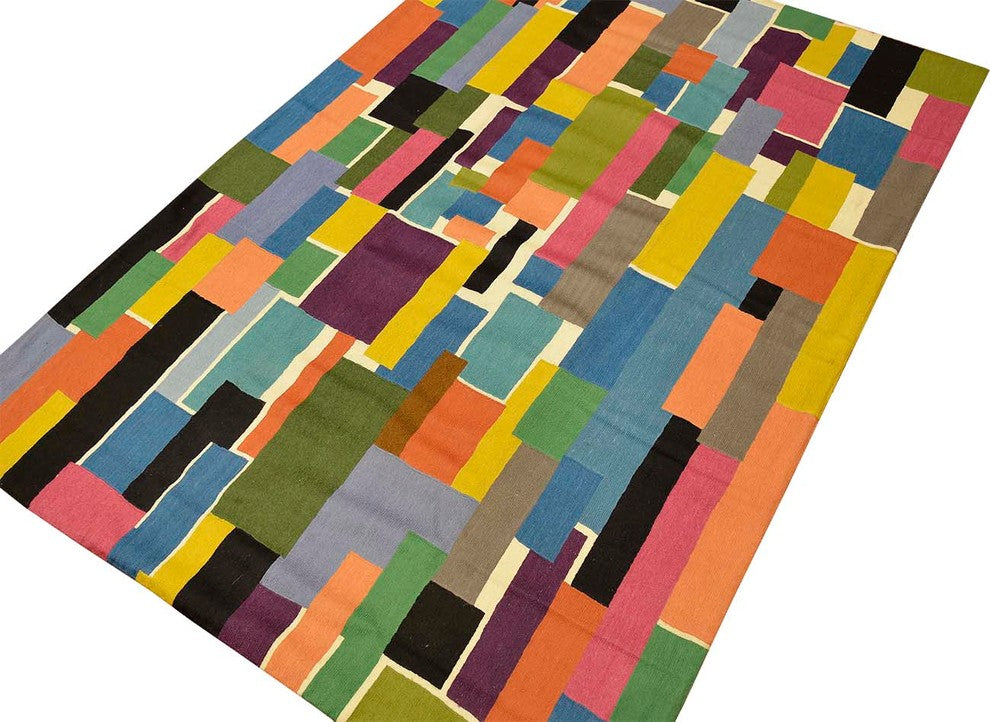 Color Swatch Wool Rug / Wall Tapestry Hand Embroidered 6ft x 4ft