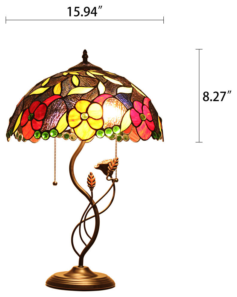CHLOE Lighting MARIEBELLE Tiffany-Style Floral Stained Glass Table Lamp