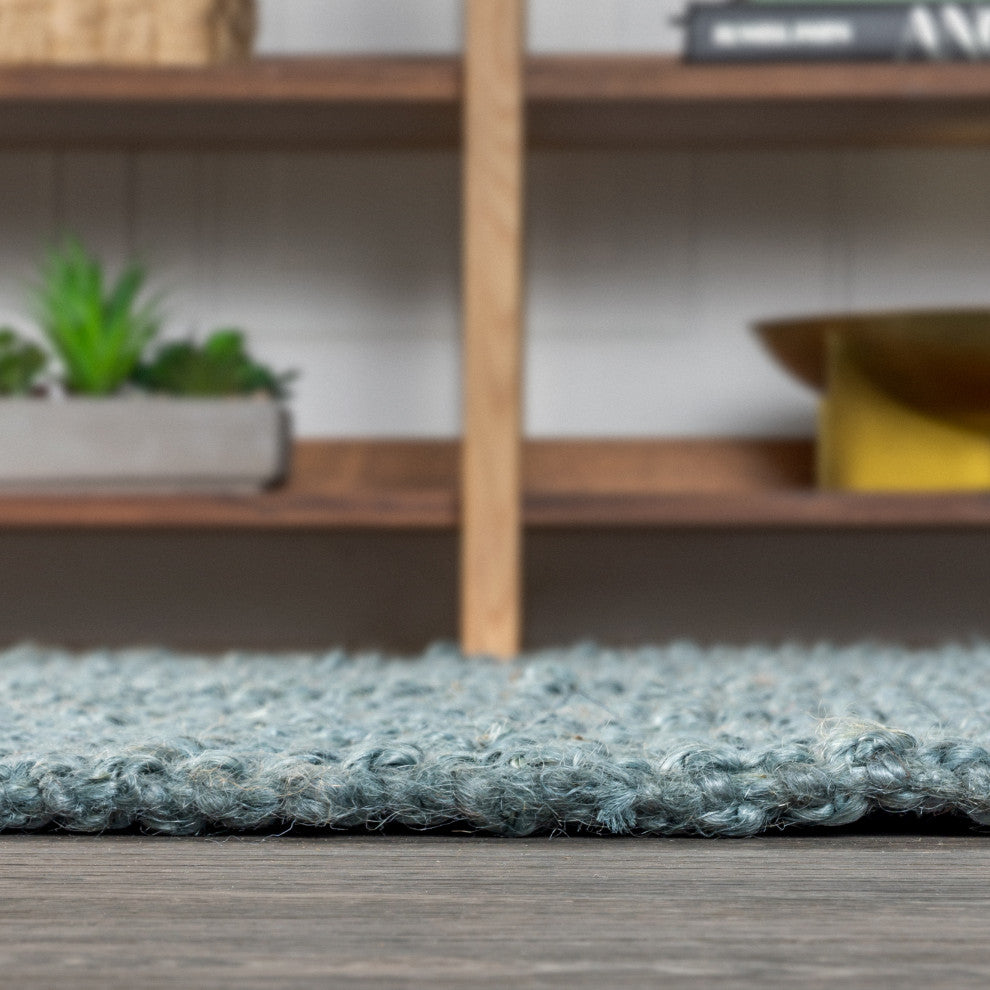 Para Hand Woven Area Rug, Light Blue/Gray, 2'2"x8'