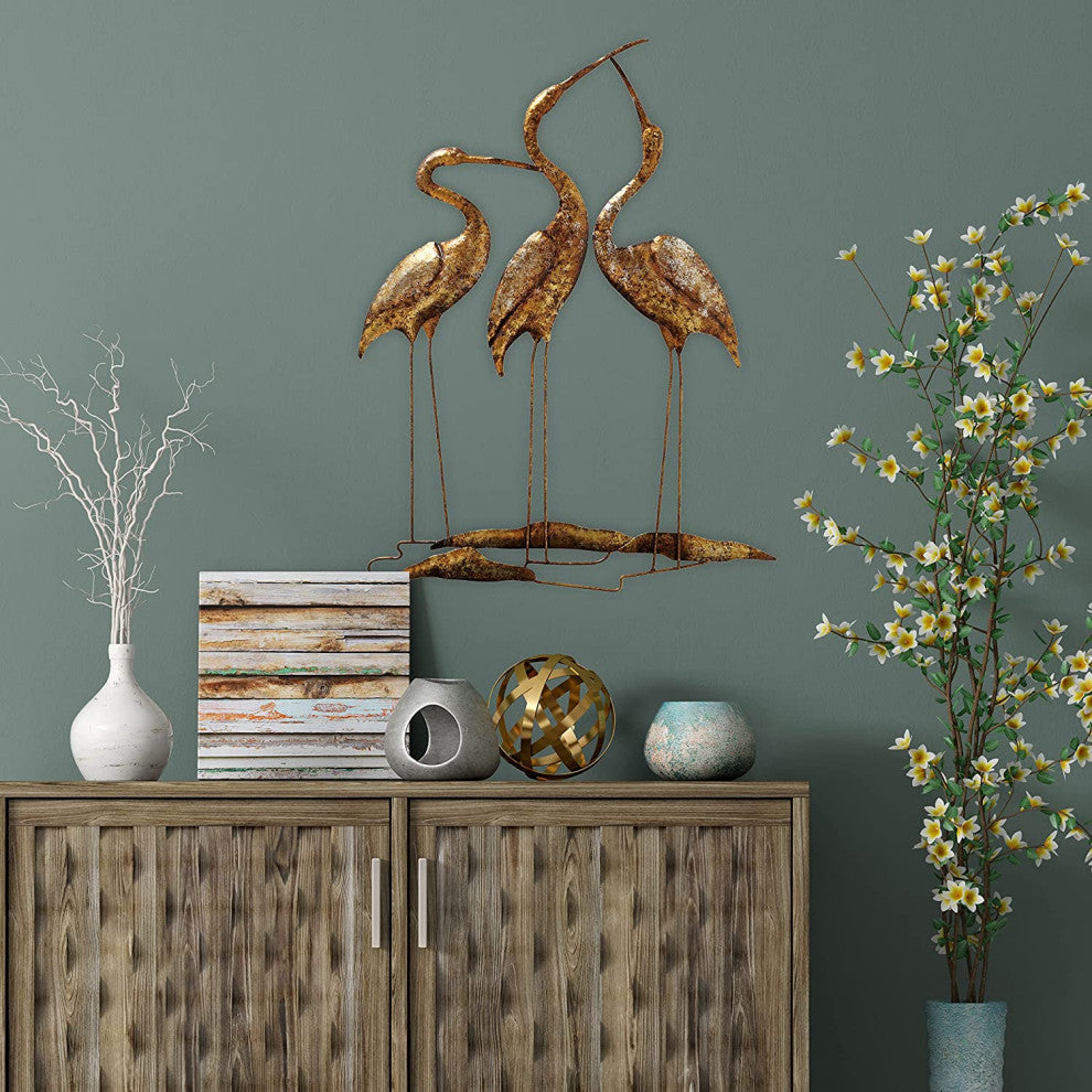Gilt Cranes Wall Art, 28.5 Inches
