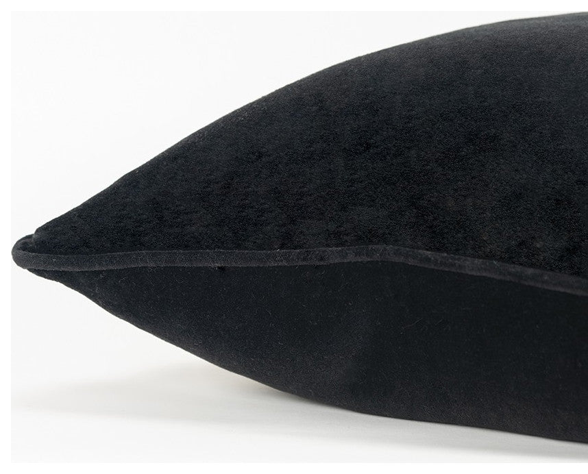 Black Solid Luxurious Modern Throw Pillow