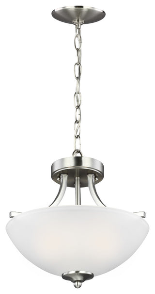 Geary Small 2-Light Semi-Flush Convertible Pendant, Brushed Nickel