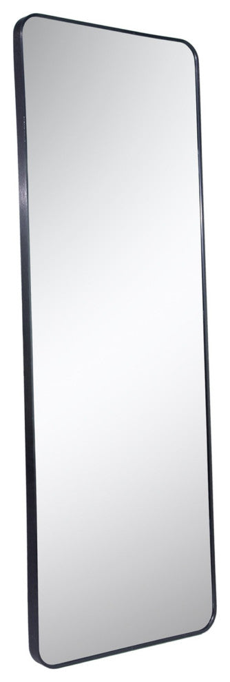 65 inch Rectangular Framed Rust-Proof Floor Bedroom Mirror, Black, 22'' X 65''