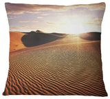 Sahara Desert At Sunset Landscape Printed Throw Pillow, 18"x18"