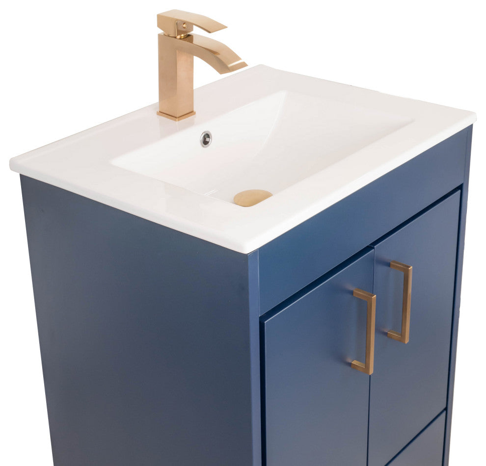 Skylar 24" Single Sink Freestanding Bathroom Vanity Set, Matte Blue