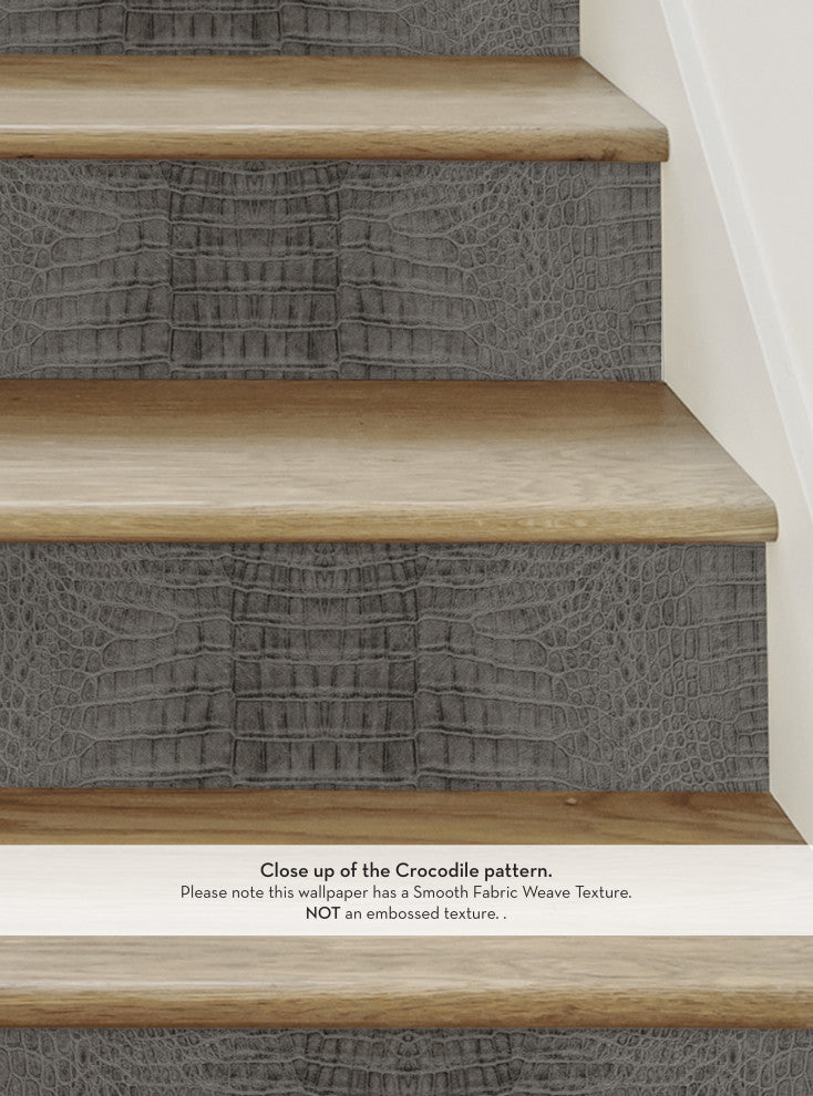 Crocodile Peel and Stick Stair Riser Strips, Grey, 48"w X 6"h, 6 Pack