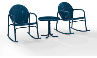 Griffith 3-Piece Outdoor Rocking Chair Set, Navy Gloss