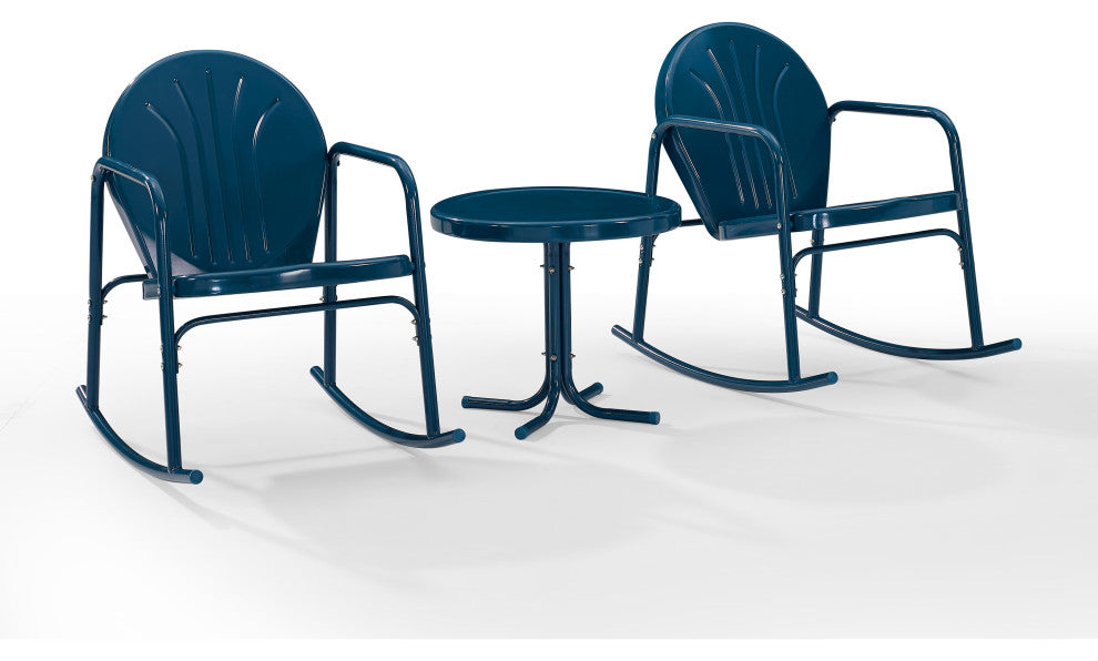 Griffith 3-Piece Outdoor Rocking Chair Set, Navy Gloss