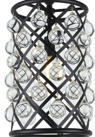 Elegant Lighting 1204D8/RC Madison 8"W Crystal Mini Pendant - Matte Black