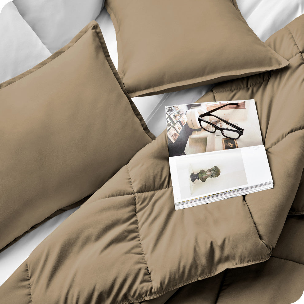 Bare Home Down Alternative Comforter Set, Taupe, Twin/Twin Xl