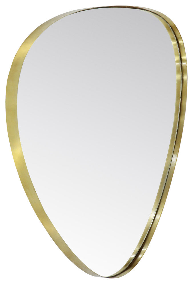 Finch Glass Mirror With Iron Frame, Brushed Gold, 30" H