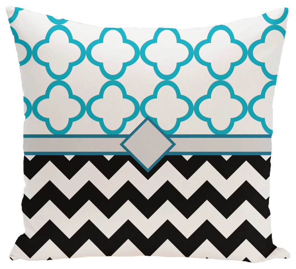 Express Line Geometric Print Pillow, Raven, 16"x16"