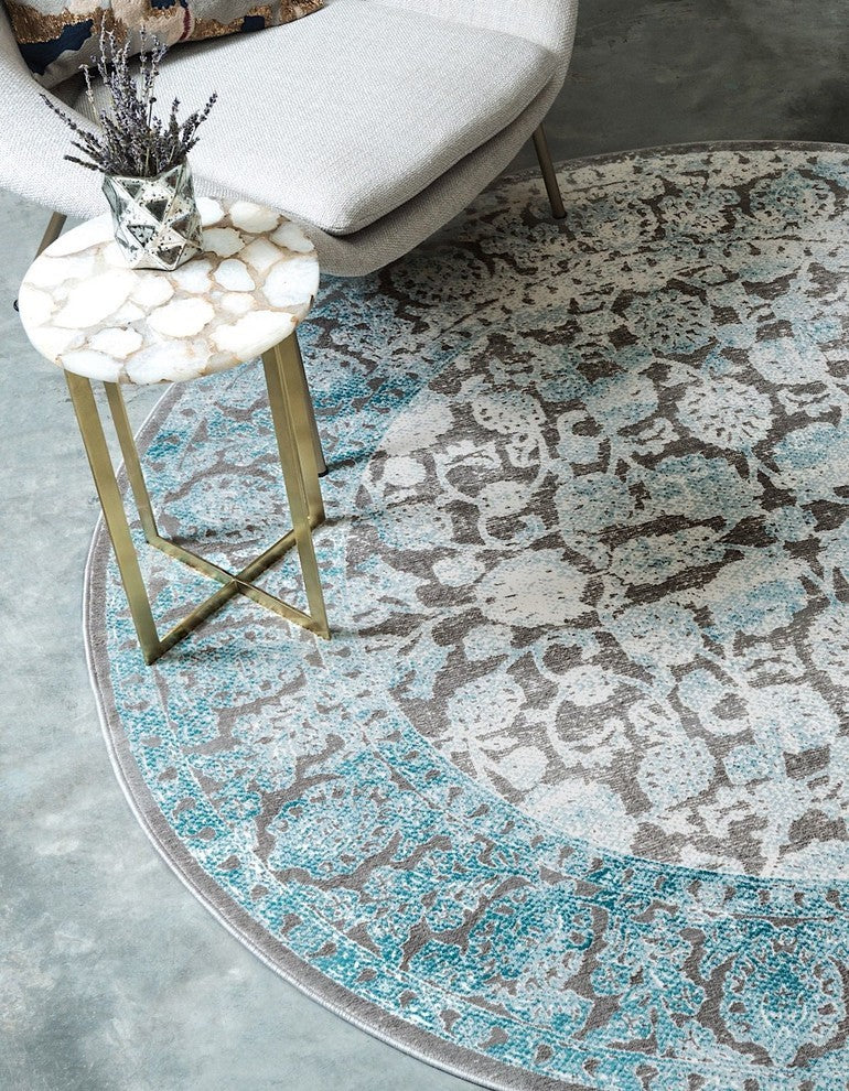 Contemporary Classique 10'x13' Rectangle Creme and Blue Area Rug