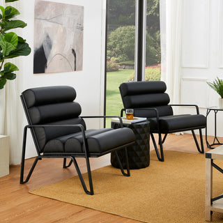Set of 2 Modern Wavy Leatherette Accent  Chair