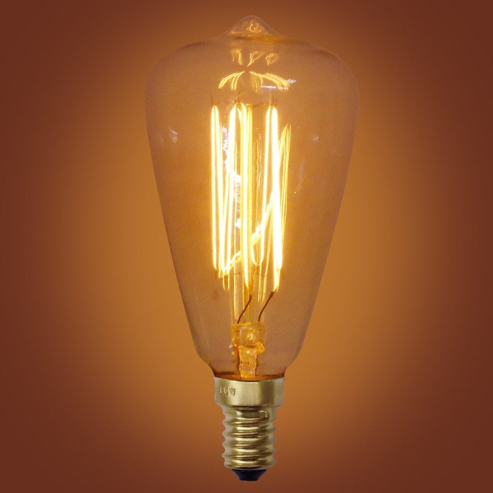 Squirrel Cage Teardrop 40 Watt Edison Bulb, E12 Base, Set of 6