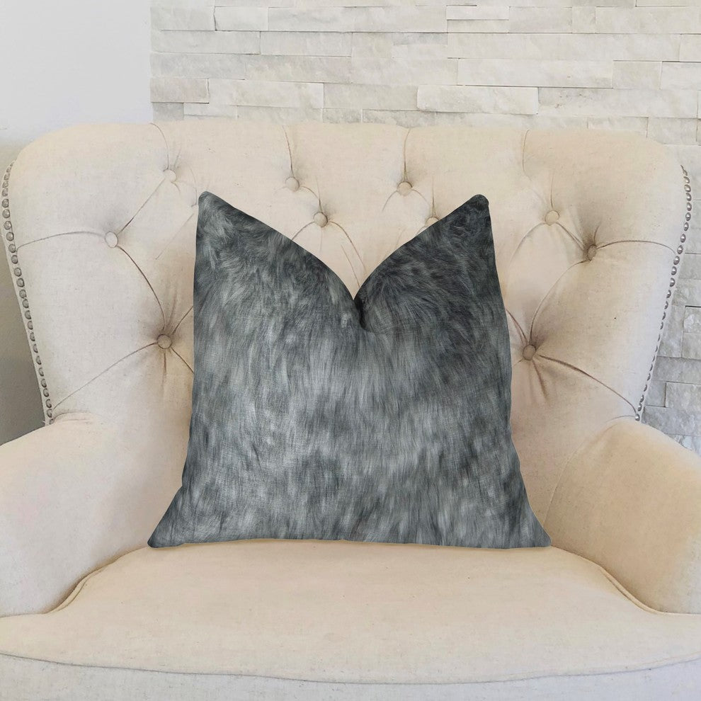 Wild Gray Wolf Gray White Handmade Luxury Pillow, 20"x36" King