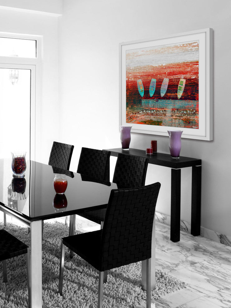 "Sitting on The Pier" Framed Painting Print, 32"x32"