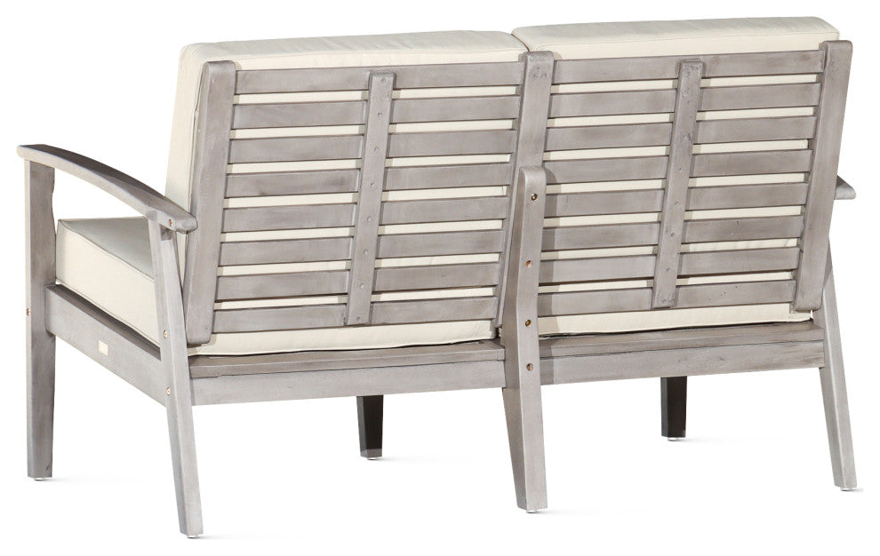 DTY Outdoor Living Longs Peak Eucalyptus Loveseat w/ Cushion, Silver Gray, Sage