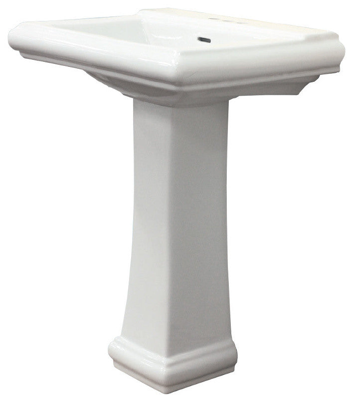 Two-Piece Avalon Pedestal Lavatory, White, 4" Faucet Hole