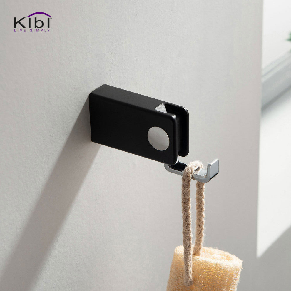 Artis Bathroom Hardware Accessory Bathroom Robe Hook, Chrome Black