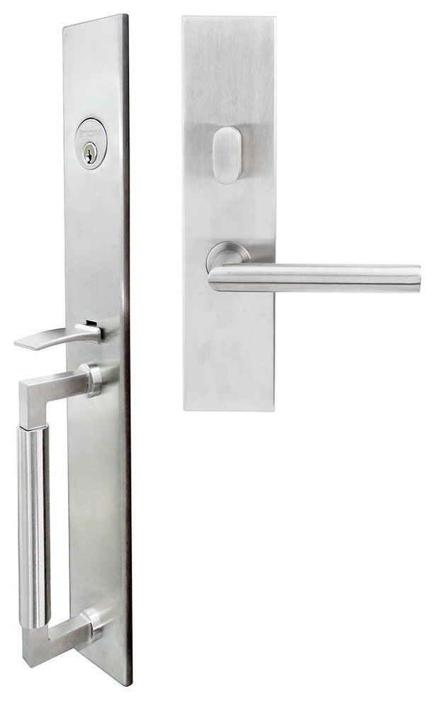 Stockholm Lever, Mortise Entry Handleset, LHR, Satin Stainless Steel