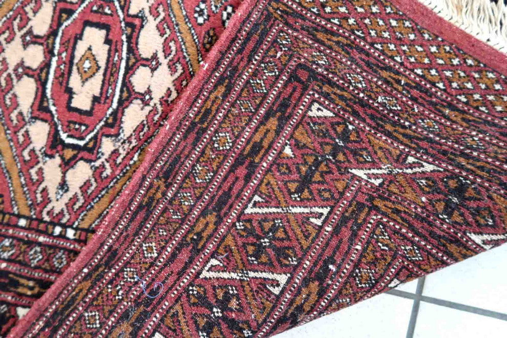 Handmade Vintage Afghan Ersari Rug 4'x6', 123cmx183cm 1970s