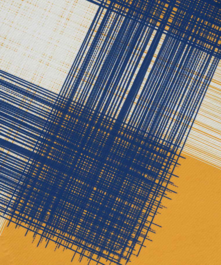 String Art, Geometric Print Napkin, Yellow, Set of 4