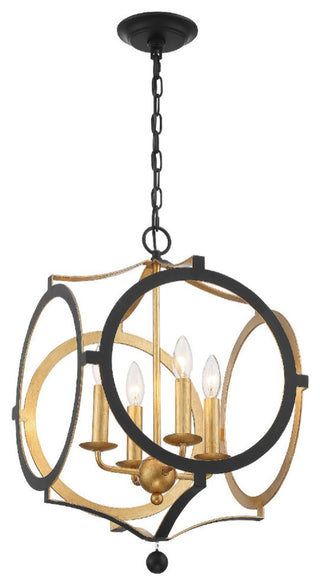Odelle 4 Light Black and Gold Chandelier
