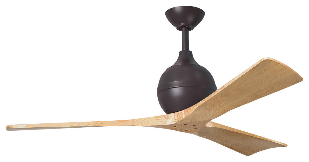 Irene-3 Paddle Fan, Textured Bronze, 52", Light Maple Blades