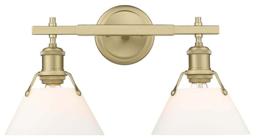 2 Light 18" Bath Vanity, Brushed Champagne Bronze With Opal Glass Shade