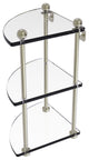 Three-Tier Corner Glass Shelf, Polished Nickel
