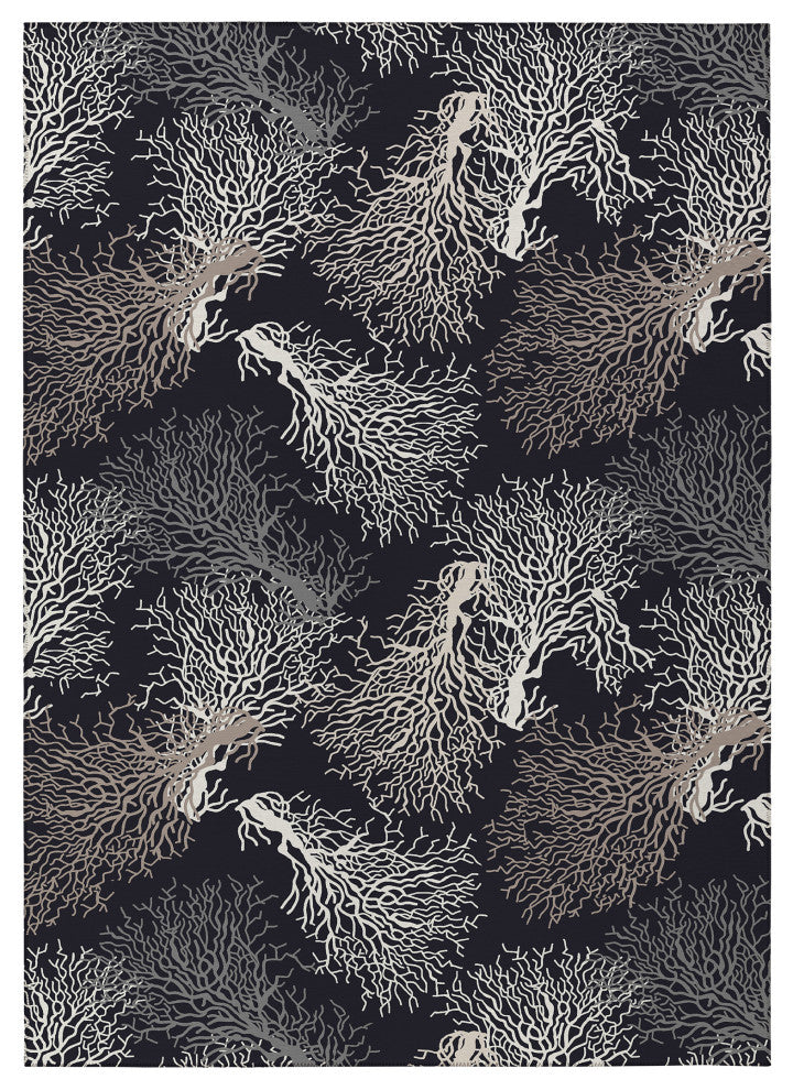 Indoor/Outdoor Seabreeze SZ3 Black Machine Washable 9' x 12' Rug