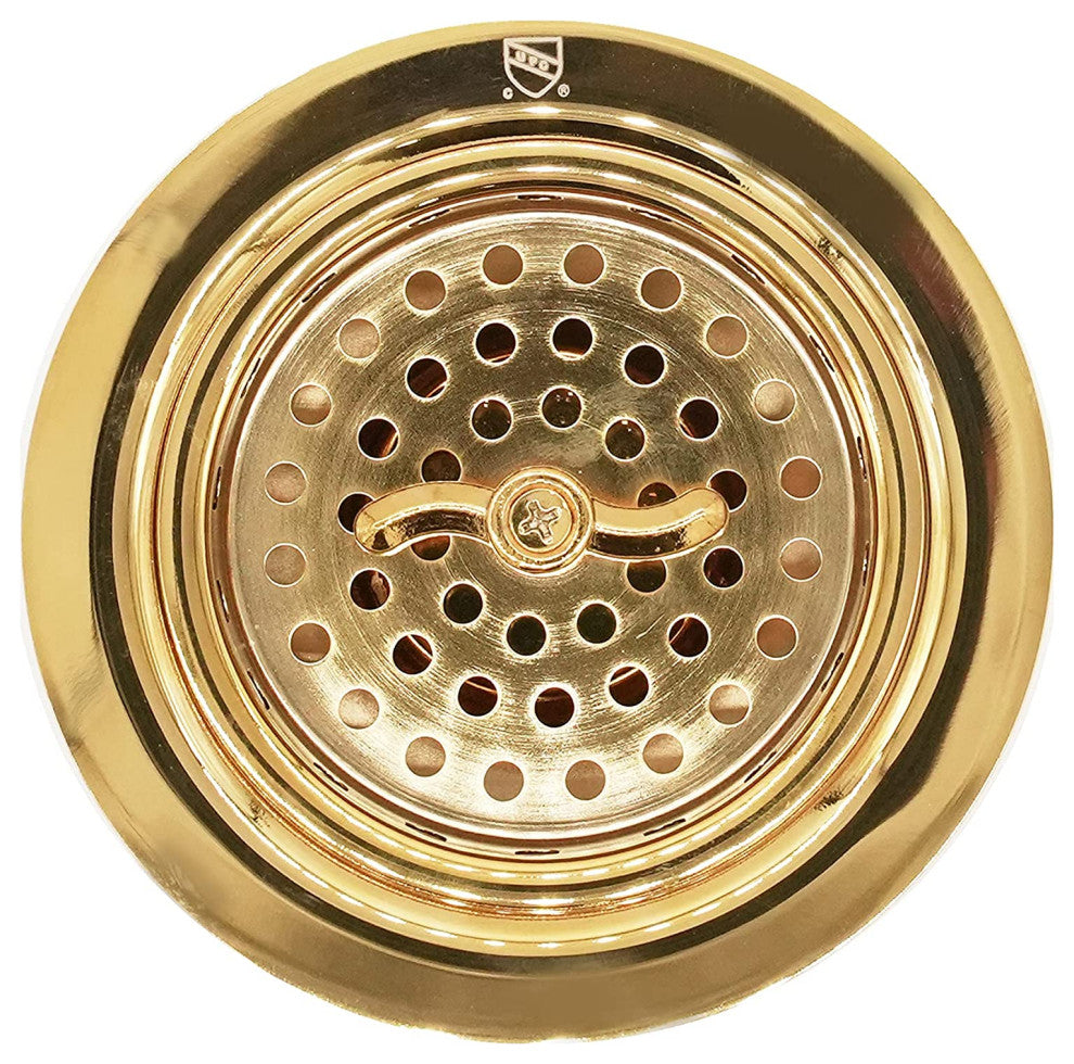 Wing Nut Style Large Kitchen Basket Strainer In Oil Rubbed Bronze, Polished Brass