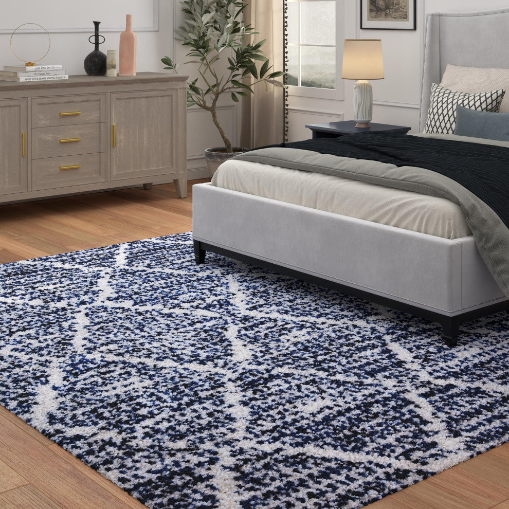 Oasis Delphine Royal Blue and White Polyester Area Rug
